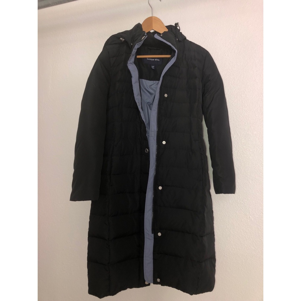 Women Lands  End Down Winter Coat Size S/P Black